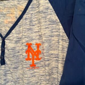 New Era Blue and Gray Long Sleeve Tee